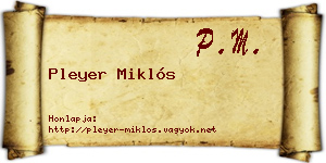 Pleyer Miklós névjegykártya